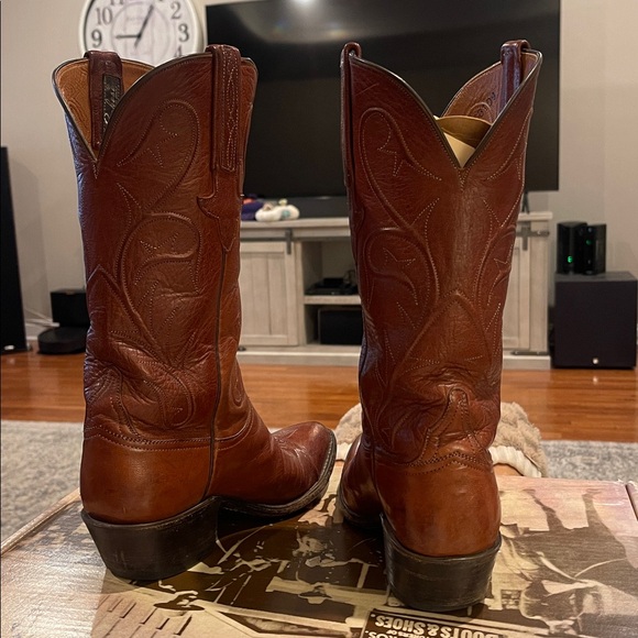 Lucchese Chestnut Leather Western Boots - Picture 2 of 4